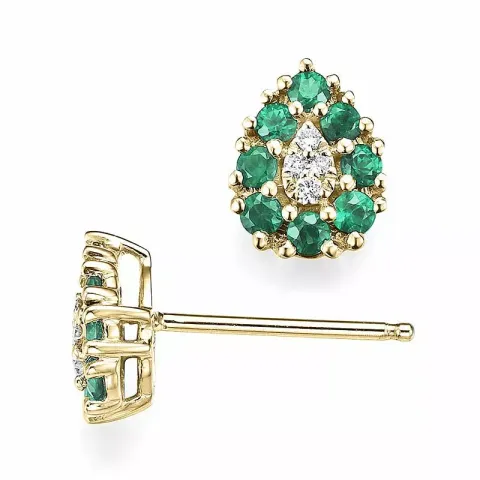 Tropfen smaragd diamantohrringe in 14 karat gold mit diamanten und smaragden