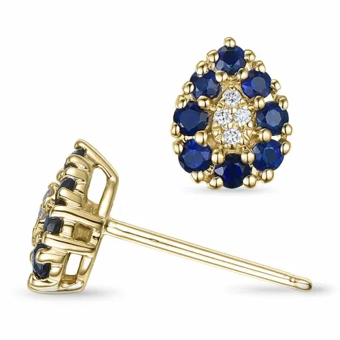 Tropfen Saphir Diamantohrringe in 14 Karat Gold mit Diamant und Saphir