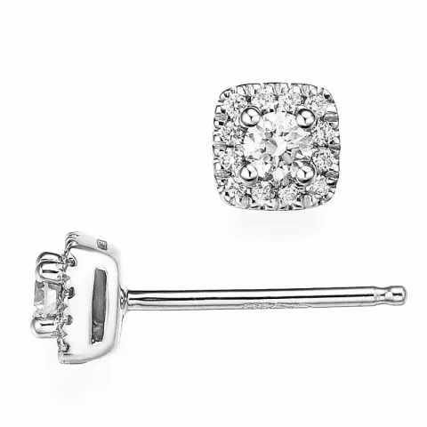 viereckigem Diamant Ohrstecker in 14 Karat Weißgold mit Diamant