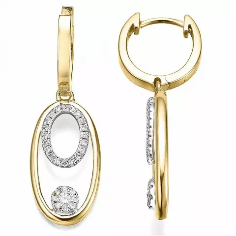Ovalen Diamant Ohrringe in 14 Karat Gold und Weißgold mit Diamanten 