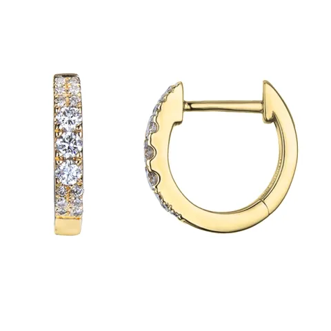 12 mm Diamant Kreole in 14 Karat Gold mit Diamant 