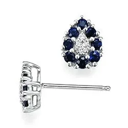 Tropfen saphir diamantohrringe in 14 karat weißgold mit diamanten und saphiren