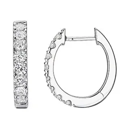 15 mm Diamant Kreole in 14 Karat Weißgold mit Diamant