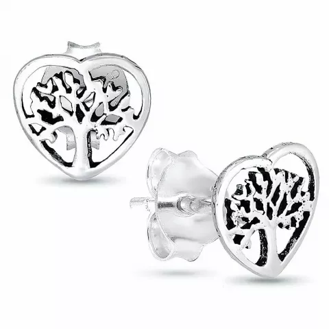 Herz Lebensbaum Ohrringe in Silber