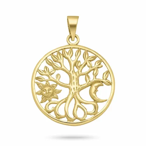 großer Lebensbaum Anhänger aus vergoldetem Sterlingsilber