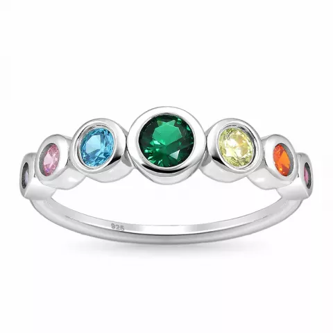 mehrfarbigem Zirkon Ring aus Silber