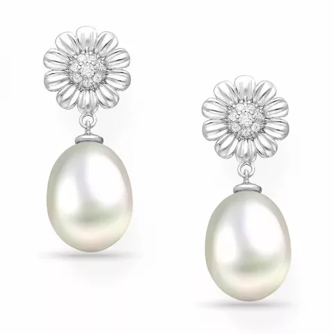 Blumen Perle Ohrringe in Silber