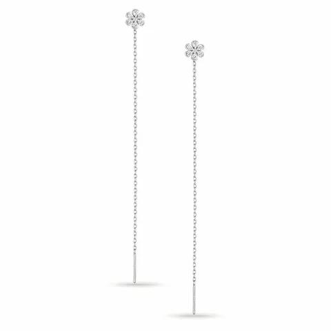 lange Blumen Zirkon ketten ohrringe in Silber