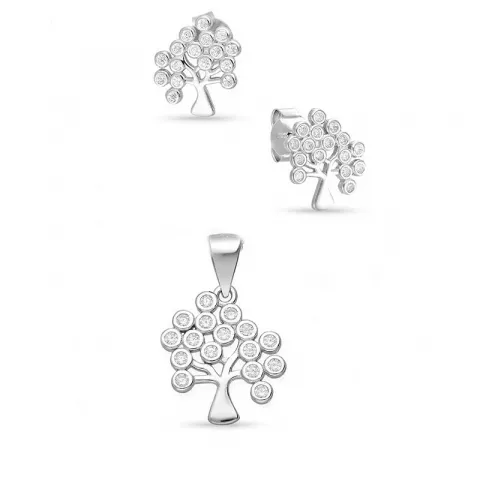 Lebensbaum Set mit Ohrringe und Anhänger in Silber