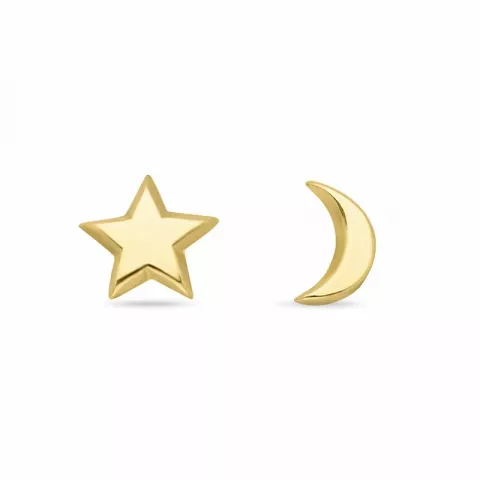 Mond und Stern Ohrstecker in vergoldetem Silber