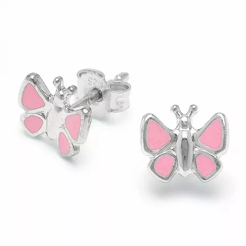 Rosa Schmetterlinge Ohrstecker in Silber