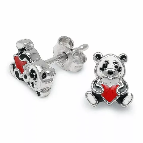 Herz Panda Ohrstecker in Silber