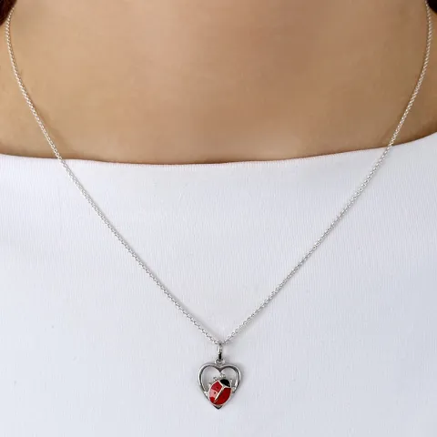 Herz Marienkäfer Anhänger aus Silber