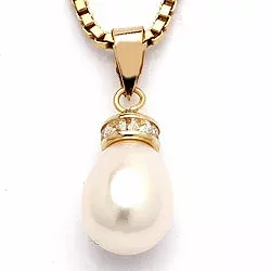 Tropfen weißem Perle Anhänger aus 9 Karat Gold