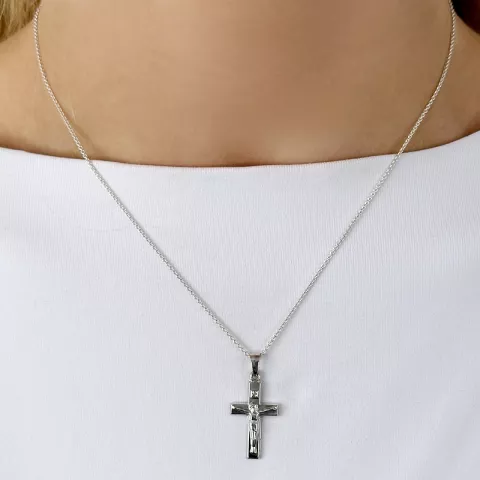 23 x 13 MM Kreuz mit Jesus Anhänger aus Silber