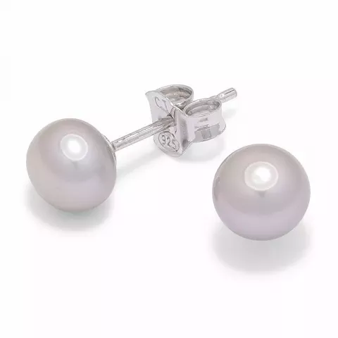 7 mm grauem Perle Ohrstecker in Silber