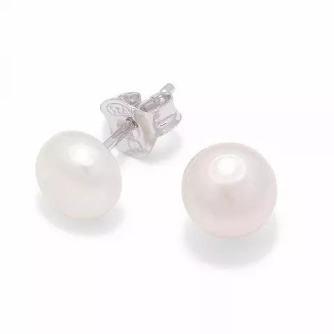 7 mm weißen Perle Ohrstecker in Silber
