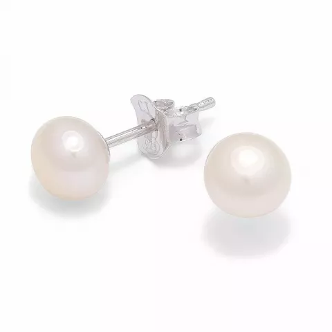 6-6,5 mm weißen perle ohrstecker in silber