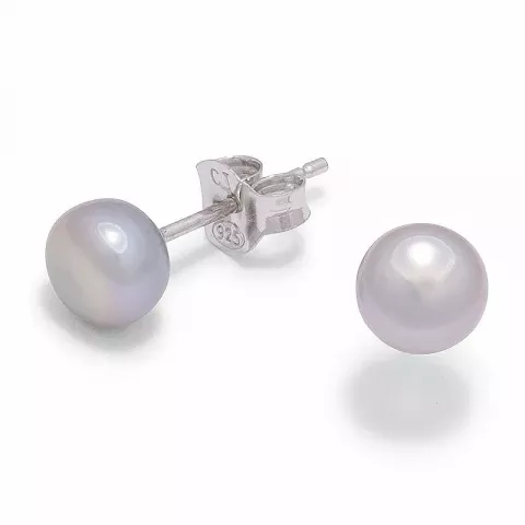 6-6,5 mm grauem perle ohrstecker in silber
