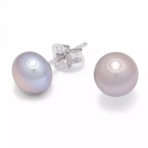 7-7,5 mm runden grauem perle ohrstecker in silber