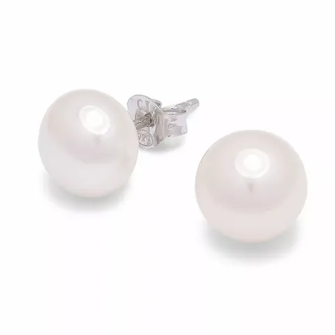 10 mm weißen perle ohrstecker in silber