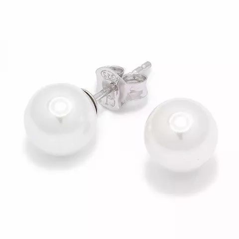 8 mm runden weißen perle ohrstecker in silber