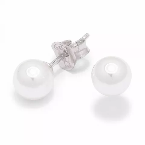 7 mm runden weißen Perle Ohrstecker in Silber