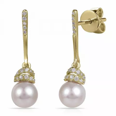 Lange Perle Ohrringe in vergoldetem Silber