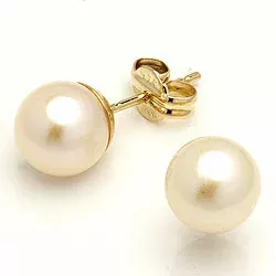 Echten runden Perle Ohrringe in 14 Karat Gold