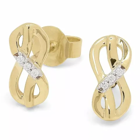 Abstrakt Zirkon Goldohrstecker in 9 Karat Gold mit Zirkonen