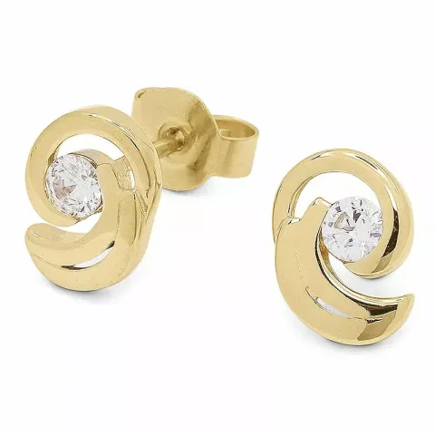 weißen Zirkon Goldohrstecker in 9 Karat Gold mit 