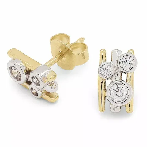 Goldohrstecker in 9 Karat Gold mit Rhodium mit Zirkonen