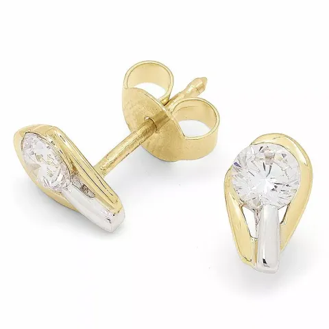 Kleinen Zirkon Ohrstecker in 9 Karat Gold mit Rhodium mit Zirkonen