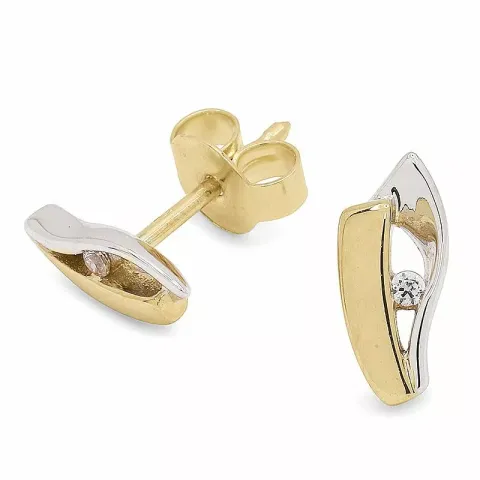 Preiswerten Zirkon Goldohrstecker in 9 Karat Gold mit Rhodium mit Zirkonen