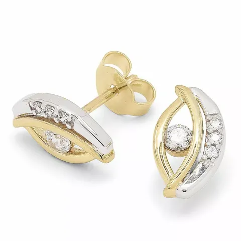 Goldohrstecker in 9 Karat Gold mit Rhodium mit 