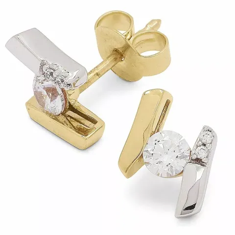 Goldohrstecker in 9 Karat Gold mit Rhodium mit 