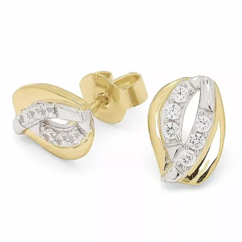 Zirkon Goldohrstecker in 9 Karat Gold mit Rhodium mit 