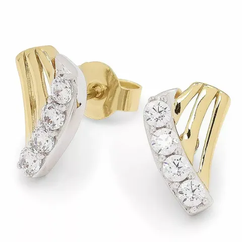 Zirkon Goldohrstecker in 9 Karat Gold mit Rhodium mit 