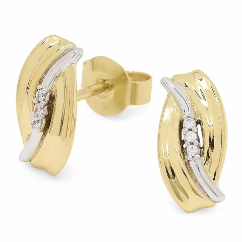 Zirkon Goldohrstecker in 9 Karat Gold mit Rhodium mit 