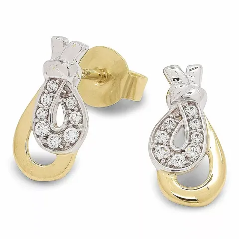 Zirkon Goldohrstecker in 9 Karat Gold mit Rhodium mit 