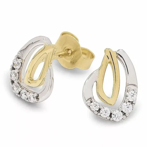 Zirkon Goldohrstecker in 9 Karat Gold mit Rhodium mit 