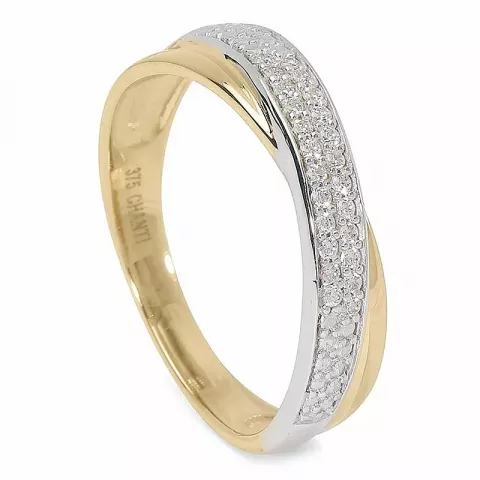 Abstraktem weißem Zirkon Ring aus 9 Karat Gold mit Rhodium