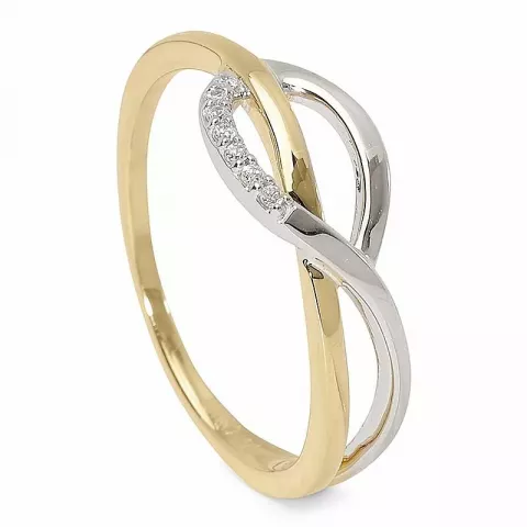 Einfacher Zirkon Ring aus 9 Karat Gold und Weißgold