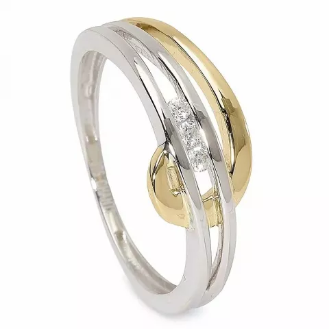 weißem Zirkon Ring aus 9 Karat Gold und Weißgold