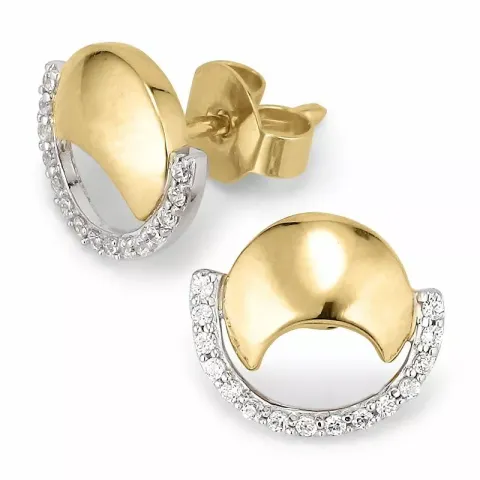 Abstrakt runden ohrringe in 9 karat gold und weißgold mit zirkon