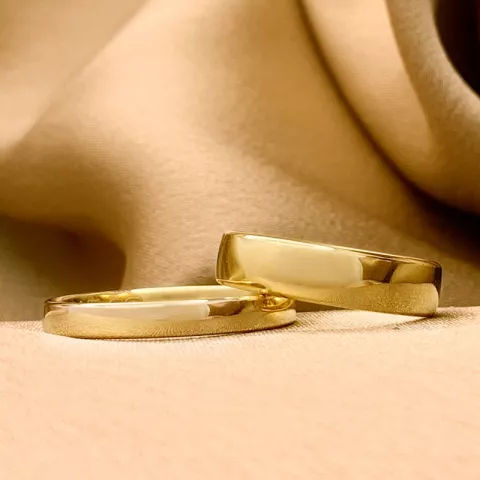3 und 5 mm trauringe aus 9 Karat Gold - set