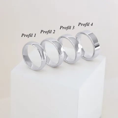 5 und 4 mm trauringe aus 9 Karat Weißgold 0,03 ct - set