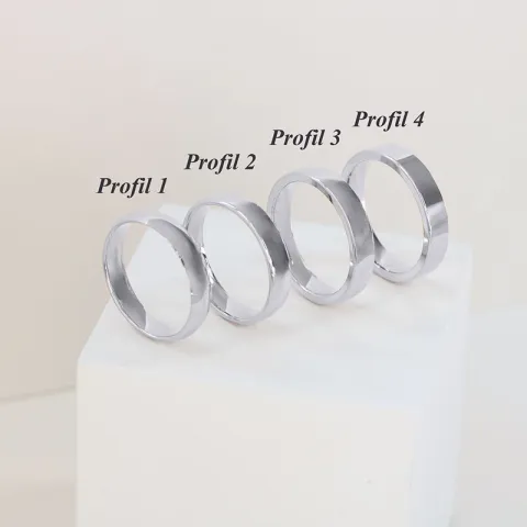 5 und 4 mm trauringe aus 9 Karat Weißgold 0,03 ct - set