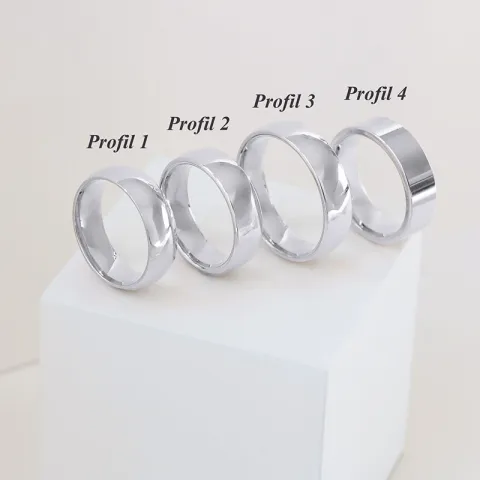 6 und 3 mm trauringe aus 9 Karat Weißgold - set