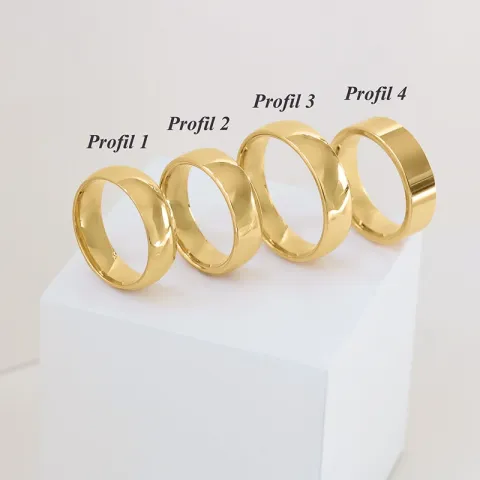 6 und 5 mm trauringe aus 9 Karat Gold - set